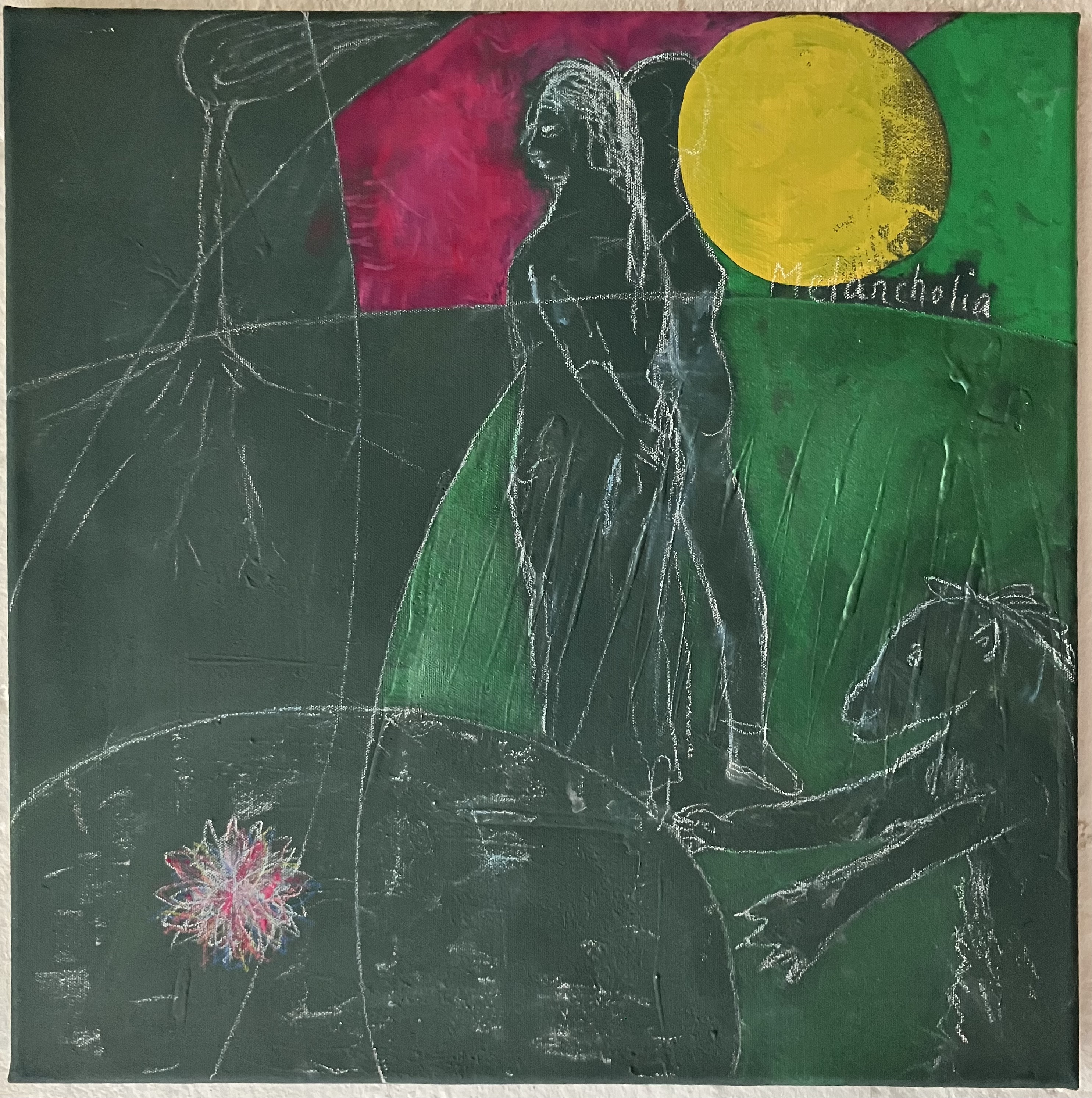 "melancholia",40x40cm, oel,tempera